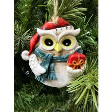 Beysüs Yılbaşı Çam Ağacı Süsü Noel Şapkalı Baykuş Figürü – Hediye Pakedi
