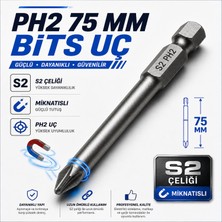 Nzb (1 Adet) Manyetik S2 Çelik 75 mm 7.5 cm Ph2 Bits Uç Tornavida Matkap Manyetik Vidalama Ucu 1/4 Inç