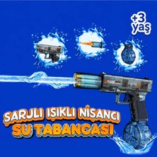 alpmodel Oyuncak Sarjlı Işıklı Otomatik Su Tabancası Su Püskürtmeli 23 cm