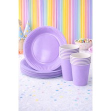 Beysüs Makaron Lila 8li Tabak Bardak Set