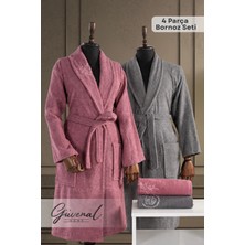 Güvenal Nil | 4 Parça Pamuklu Unisex Bornoz ve Havlu Seti | Bornoz | Erkek Bornoz | Kadın Bornoz | Havlu | Hediyelik | Sabahlık | Çeyiz