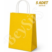 BeySüS 22x16 cm Hediyelik Kağıt Çanta Sarı 5 Adet