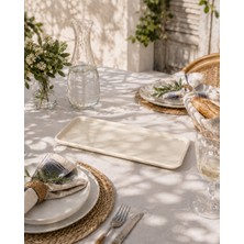 Beige & Stone Krem Paslanmaz Çelik Dikdörtgen Sunum ve Servis Tabağı 33X13 cm Kahvaltılık Pasta Tatlı Meyve Ikram Tabağı