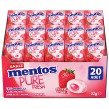 Mentos Pure Fresh Çilek Aromalı Şekersiz Tatlandırıcılı Draje Sakız 22 gr x 20 Adet