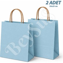 BeySüS 30X25 cm Hediyelik Kağıt Çanta Mavi 2 Adet