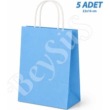 BeySüS 22x16 cm Hediyelik Kağıt Çanta Mavi 5 Adet