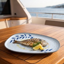 Happy Chef Selva Blu 2'li Trapezoid Tabak Seti, 37,5X20 cm - H.2,2 cm , Thermoset Melamin