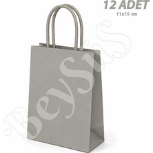 BeySüS 11X15 cm Hediyelik Kağıt Çanta Gri 12 Adet