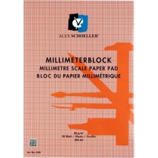 Alex Schoeller Alex Teknik ( Milimetrik ) Kırmızı Bloknot 80 Gram A4 20 Yaprak