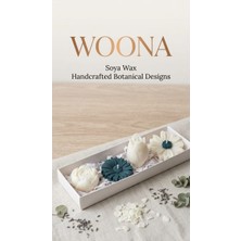 Woona Soya Wax Papatya & Şakayık & Lale 4' Lü Çiçek Figürlü El Yapımı Doğal Soya Wax Premium Kokulu Mum Seti