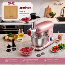 Karaca Hamur Yoğurma Stand Mikser Kıyma Sosis Sucuk Aparatlı 1900 W 5,5 Litre Makine Rose Gold