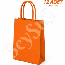 BeySüS 11x15 cm Hediyelik Kağıt Çanta Turuncu 12 Adet
