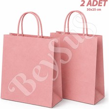 BeySüS 30X25 cm Hediyelik Kağıt Çanta Pembe 2 Adet