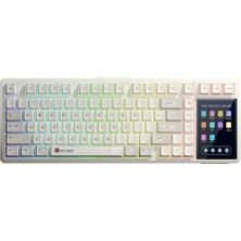 Aula L99 4" Akıllı Dokunmatik Ekranlı 3 Modlu Rgb Hot Swap Caramel Latte Switch Mekanik Kablosuz Oyuncu Klavyesi Bej