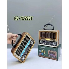 Tonex NS-7069 Orta Boy Retro, Nostaljik, Ahşap Tasarım Bluetooth Hoparlörlü, Şarjlı, Taşınabilir Fm/am Destekli Radyo