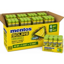 Mentos Sours Limon Aromalı C Vitaminli Tablet Şekerleme 49 gr x 6 Adet x 12 Adet