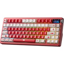 Aula NOVA75 Mekanik Rgb Klavye Tkl Meteor Ice Cream Switch Tri Mode Kablosuz Makrolu Hot Swap Gaming Oyuncu Klavyesi Kırmızı