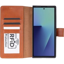 PLM Samsung Galaxy Z Fold7 Uyumlu Manyetik Hakiki Deri Cüzdan Kılıf ,cüzdan Taşımaya Son, Kredi Kart Yuvalı, Rfıd Güvenlik