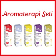 Aromaterapi Yağ Seti (Gül,yasemin,ylang Ylang,lavanta,jojoba)20 ml 5'li Set Damlalıklı