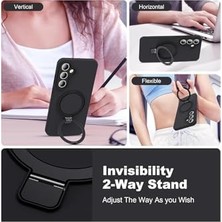 -  Galaxy A35 ile Uyumlu Kılıf Magsafe ile Uyumlu Halkalı Extra Standlı Içi Kadife Yumuşak Renkli Silikon Kapak