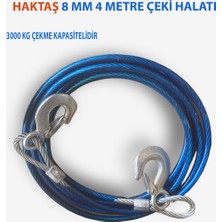 Haktaş Araç Çeki Halatı 10 mm 4 M Uzunluğunda Çelik Halat