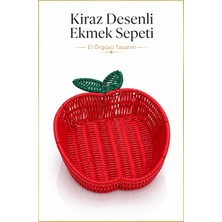 Rosie Ekmek Sepeti Kiraz Şeklinde Hasır Detaylı 26X20 cm