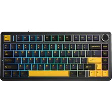 Aula F75 Mekanik Rgb Klavye Tkl Crescent Switch Tri Mode Kablosuz Makrolu Hot Swap Gaming Oyuncu Klavyesi Siyah