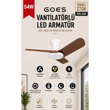 Goes LED Işıklı Tavan Vantilatörü Avize Armatür 80CM 54W 6 Hız Kademeli Kumandalı Telefon Uygulaması Kontrollü Gva-54