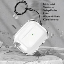Airpods Pro 3 Için Ultra Şeffaf Silikon Kılıf Darbe Emici Köşeler ile Mükemmel Koruma ve Yüksek Kaliteli Taşıma Karabinalı Airpods Pro 3. Nesil Kılıfı (Gri Şeffaf, Airpods Pro 3)
