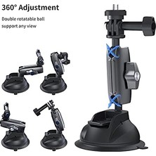 Telesın Alüminyum Alaşımlı Araç Vantuz Montajı, Hero 13 12 11 10 9 8 Djı Osmo Action 5 Pro 4 3 Insta 360 X5 X4  iPhone Mobil Telefon Kameraları Için, Telefon Tutacılı Araç Ön Cam Montajı