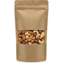 Meldoro Pencereli Kraft Doypack Kilitli Poşet (13X22,5 Cm) - 50 Adet - Dik Duran Kilitli Torba, Orta Boy (Yaklaşık 250 gr Malzeme Için)