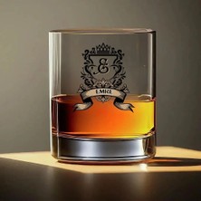 Çılgıntrend Kişiye Özel Amblemli Viski Bardağı - Isme Özel Monogram Logolu Tasarım Kadeh