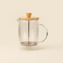 Bambum Azir Çift Cidarlı French Press - Şeffaf / Açık Kahverengi - 800 ml