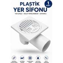 Alıç Plastik Yer Sifonu Yan Çıkışlı Çıkarılabilir Izgaralı Kolay Temizlenebilir Banyo Balkon ve Teras Gider Sifonu