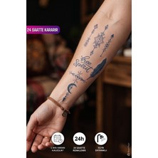 BP Tattoo 1 Ay Kalıcı Free Spirit "özgür Ruh" Yazılı Geometrik Tüy ve Ok Dövmesi