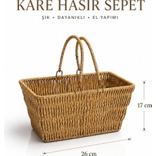 Rosie Kare Hasır 2 Kulplu Çok Amaçlı Sepet
