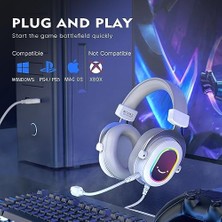 Ampligame H6W Beyaz Mikrofonlu Oyuncu Kulaklığı Bilgisayar ve Yayıncı Kulaklık