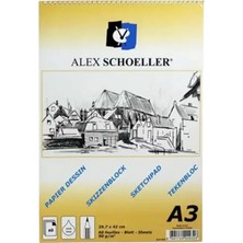 Alex Schoeller Alex Spiralli Eskiz Bloknot 90 Gram A3 60 Yaprak  Dik  (ALEX-822)