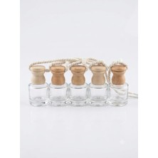 Ahşap Kapaklı Boş Cam Silindir Oto Kokusu Şişeleri, 8 Ml, 5 Adet, Yeniden Kullanılabilir, Esans Depolama Için