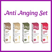 Anti Anging Yağ Seti (Argan,buğday,avakado,nar,kuşburnu) 20 ml 5'li Set Damlalıklı
