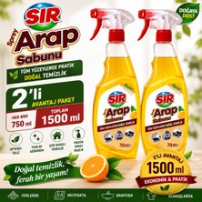 Sır Sıvı Arap Sabunu Sprey Tüm Yüzeylerde Pratik Doğal Temizlik 2 x 750 ml (Toplam 1500 Ml) 2'li Avantaj Paket