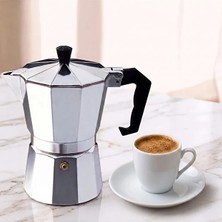 Elista 3 Fincanlık Retro Tasarım Alüminyum Moka Pot - Ocak Üstü Espresso ve Filtre Kahve Demleyici