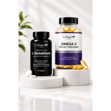 Collagen Forte Platinum Omega-3 Premium Fish Oil 1000 mg 90 Tablet + L-Glutathione, Hyaluronic Acid & Vitamin C 500 mg 30 Tablet | Premium İkili Set