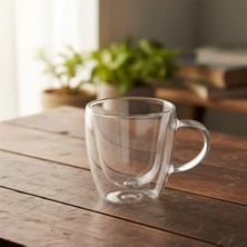 2'li Çift Cidarlı Borosilikat Cam Fincan Seti - 100 ml Espresso ve Türk Kahvesi Bardağı - Isıya Dayanıklı El Yakmayan Modern Tasarım (2 Adet)