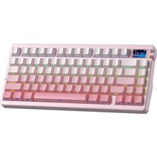 Aula NOVA75 Mekanik Rgb Klavye Tkl Strawberry Mint Switch Tri Mode Kablosuz Makrolu Hot Swap Gaming Oyuncu Klavyesi Gradyan Pembe