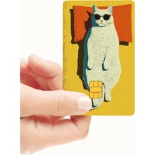 Huggy Craft Sevimli Kedi Sahil Mod Kart Kaplama Sticker (Yüksek Kalite)