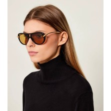 Bottega Veneta BV1418S 001 Knot Aviator Shiny Black Sarı Kadın Güneş Gözlüğü
