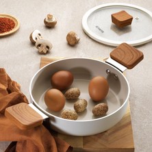 Ceramoni Seramik Kapaklı Sahan 20 Cm-Krem