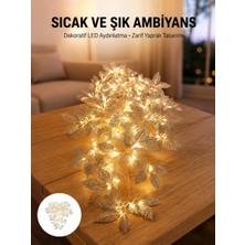 Nilavia Gümüş Yaprak Tasarımlı LED Işık Pilli Ev ve Vitrin Dekoru - AL002A-62WKT2