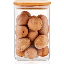 1100ML Sızdırmaz Vakumlu Bambu Kapaklı Borosilikat Cam Kavanoz – Hava Geçirmez & Dayanıklı Gıda Saklama Kabı (10CM x 17CM)